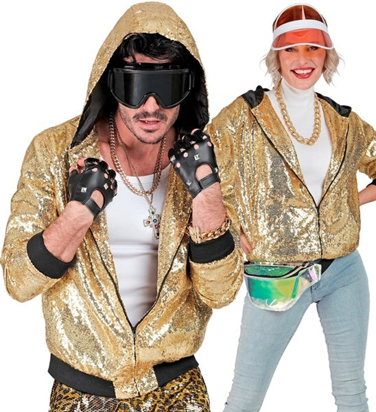 Glamour Pailletten Bomberjacke unisex gold