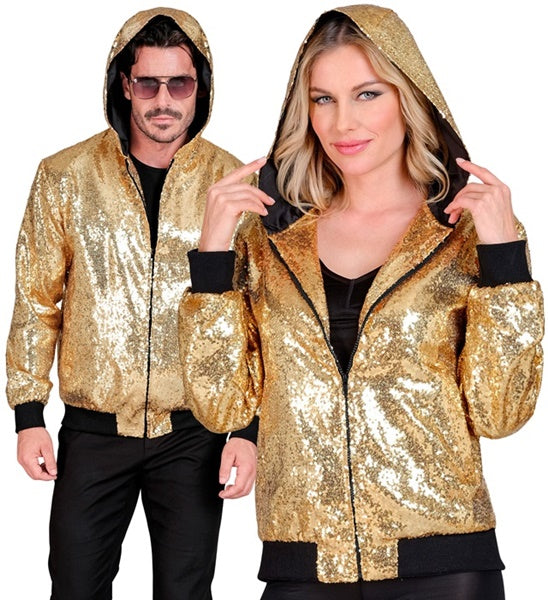 Glamour Pailletten Bomberjacke unisex gold