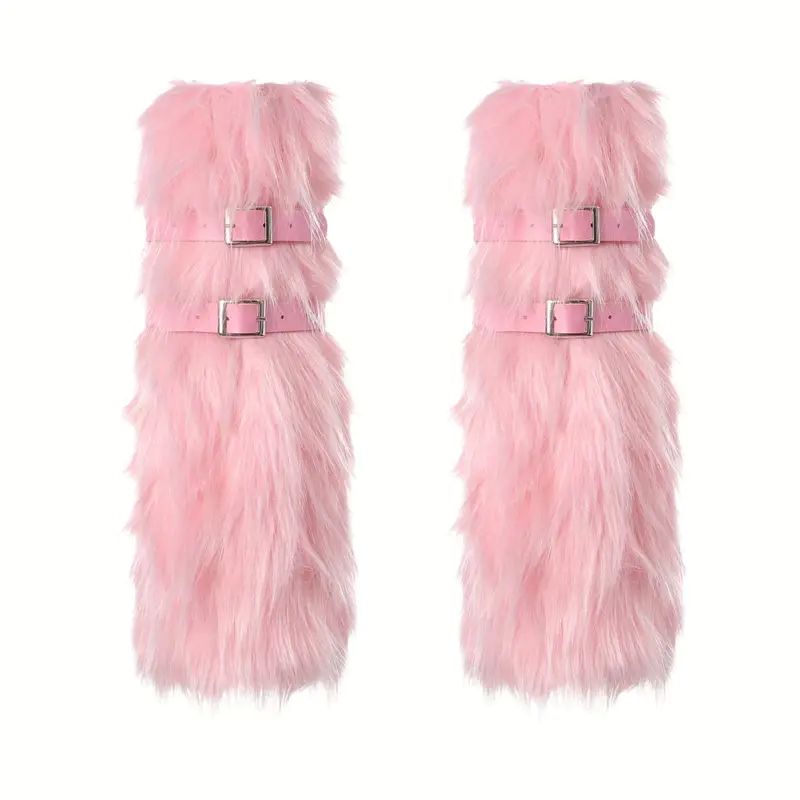 Kunstpelz Stulpen Damen rosa