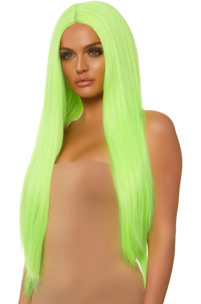 Neon Grüne Langhaar UV-Perücke