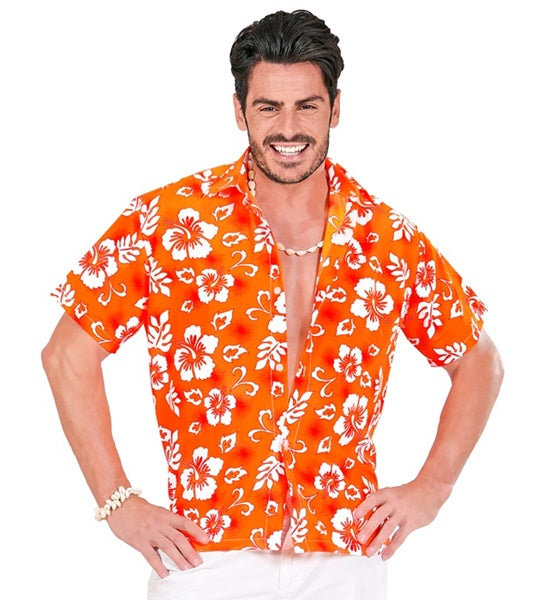 Orangefarbenes Hawaii Hemd für Herren