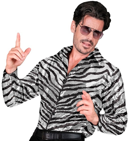 Pailletten Hemd Zebra für Herren