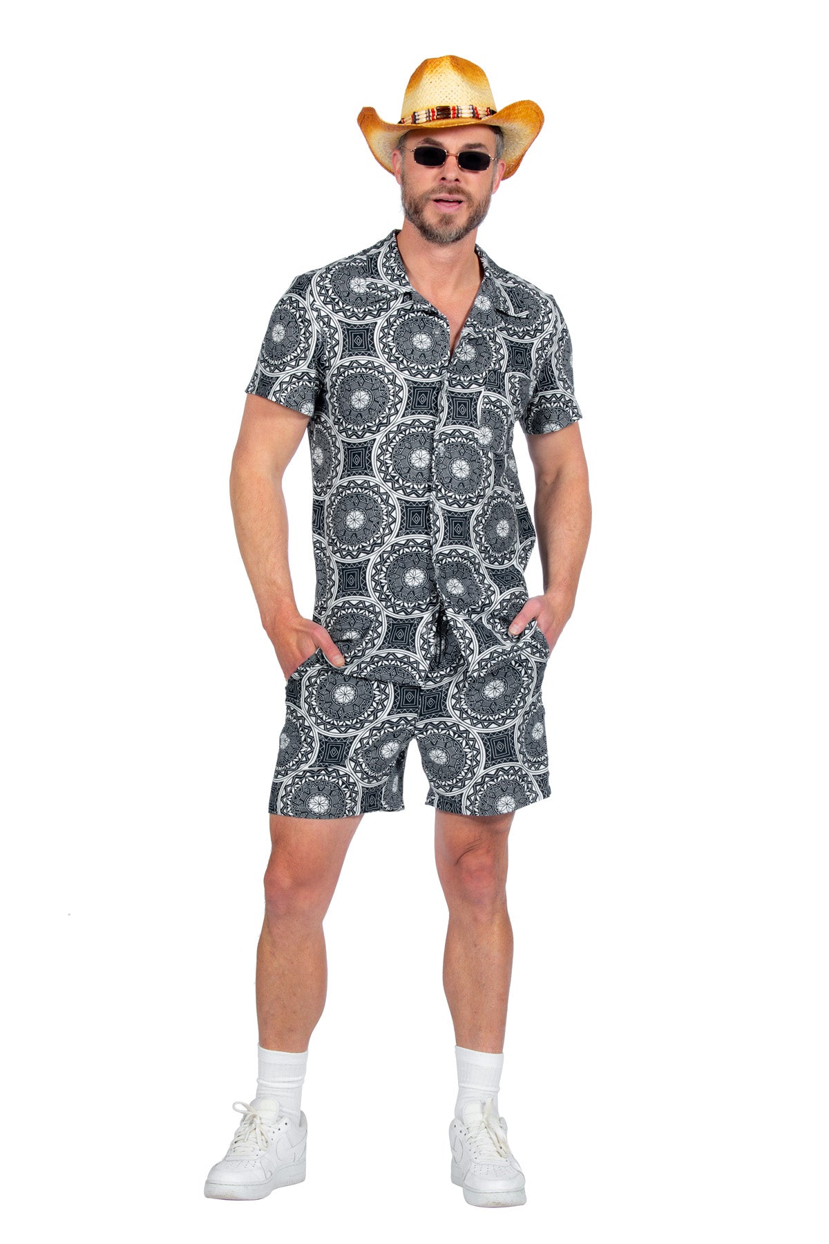 Festival Duo Set Shirt & Shorts für Herren Dunkelblau