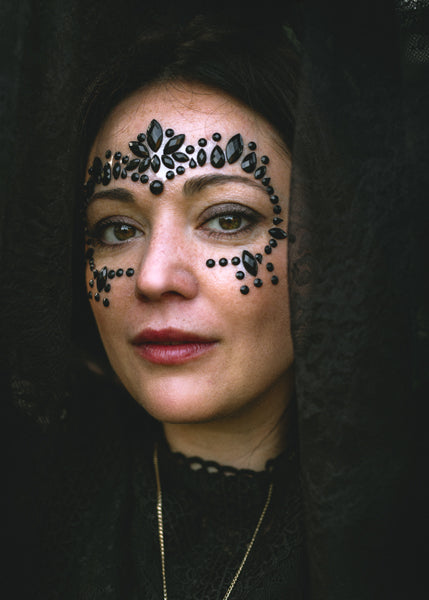 Set Schwarze temporäre Gesichtskristalle
