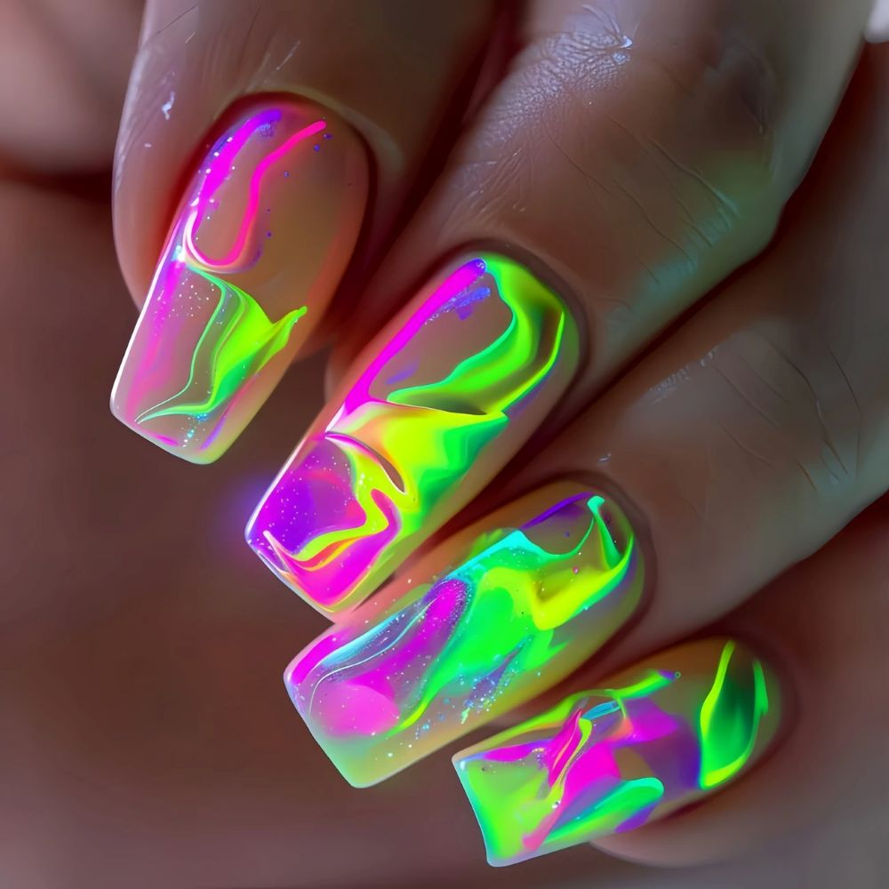 Langquadratische Nagelaufkleber 24-teiliges Set