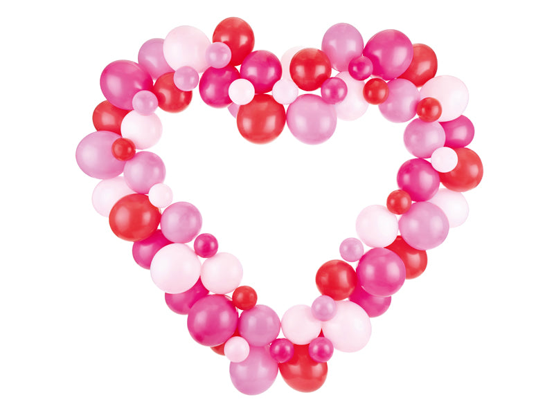 Ballongirlande mit Herzrahmen, Rosa, 160cm